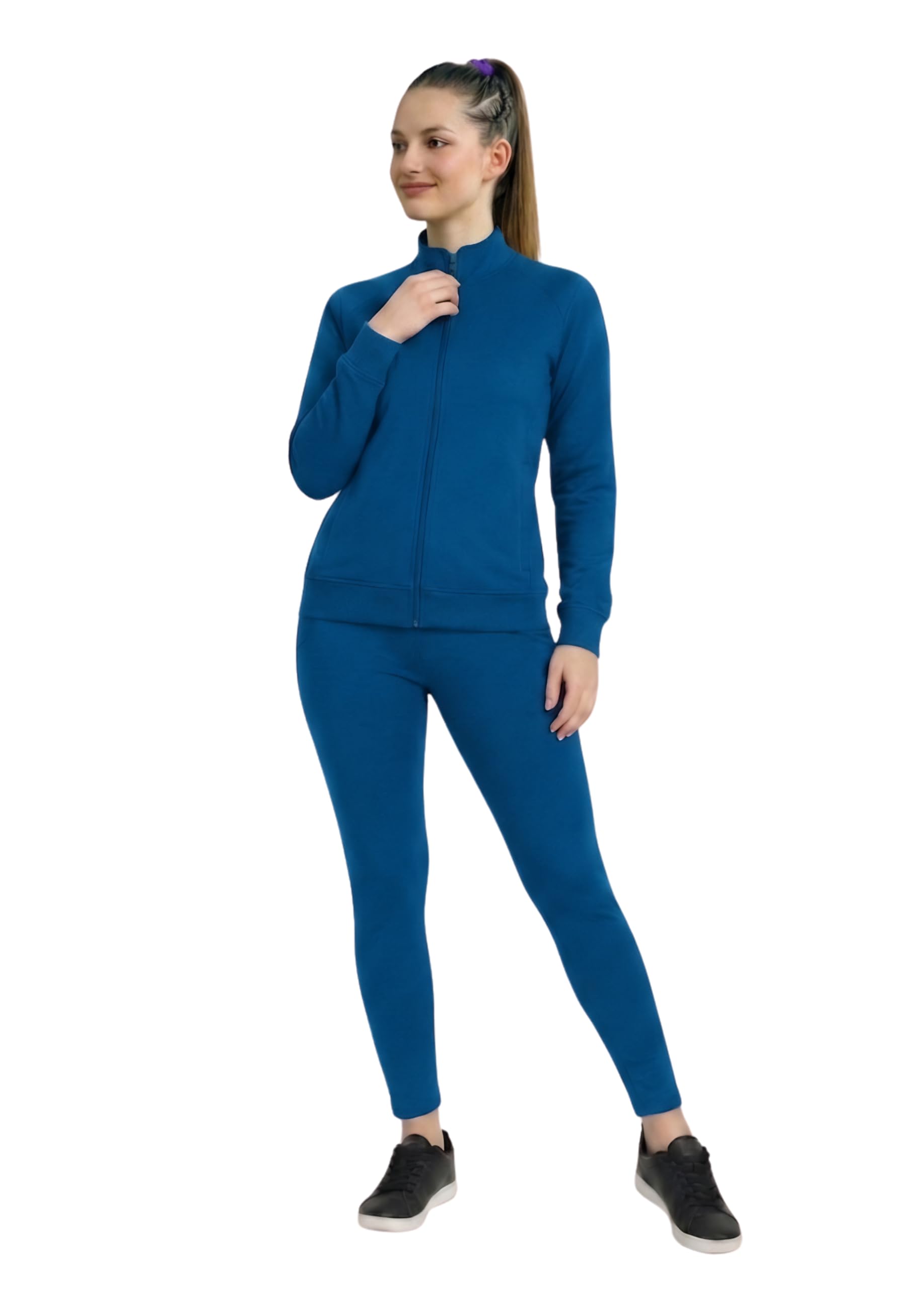 Women 2 Piece Gym Workout Set | Zip-Up Jacket & High Waist Leggings | Stretchable Yoga Activewear Co-Ord Set for Women | Fitness Gym Tracksuit-picture-27