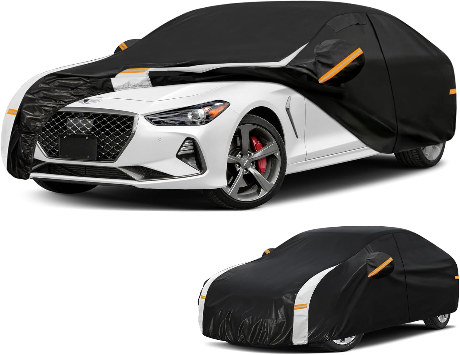 Kaugung 10 Layers Car Cover Custom Fit for Genesis G70 (2017-2026), 100% Waterproof Full Exterior Cover with Vents, Towel & Repair Patches, Outdoor Rain Snow Sun UV Protection.