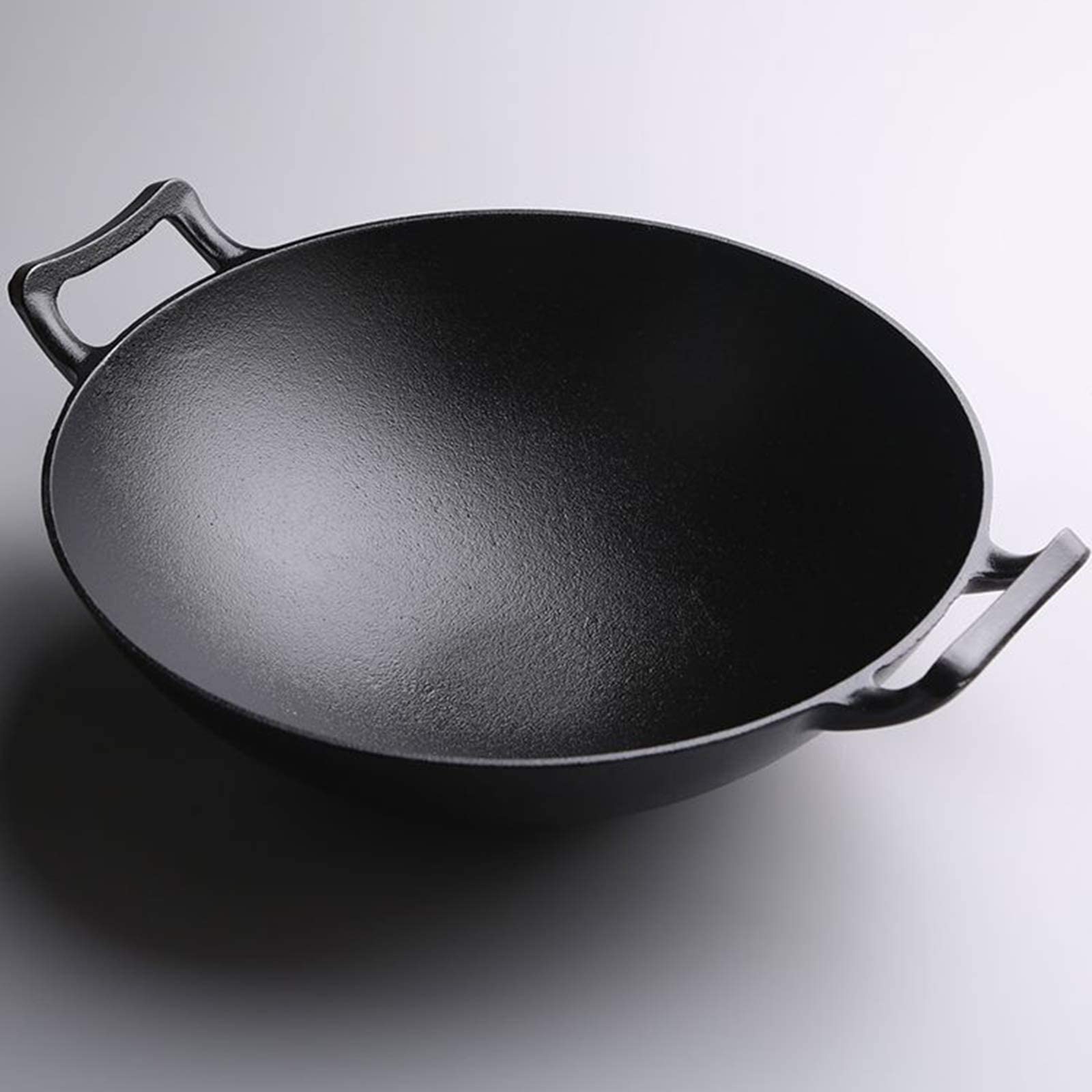 Żeliwny wok do smażenia, smażenia i smażenia na głębokim tłuszczu – nieprzywierający, bezpieczny w piekarniku do gotowania brojlerów i grillowania