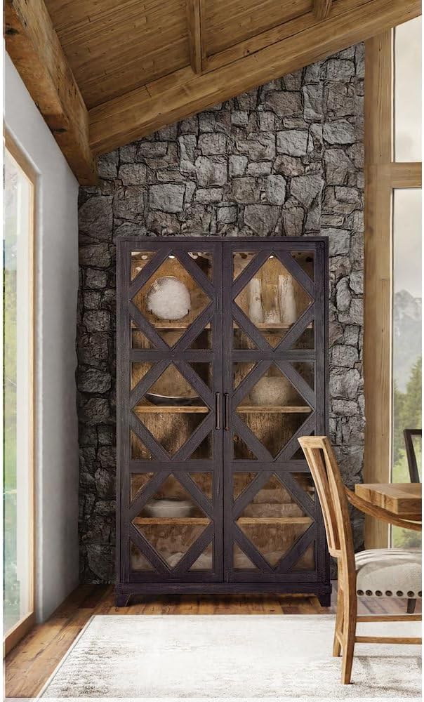Hooker Furniture Big Sky Veneers and Glass Display Cabinet in Black