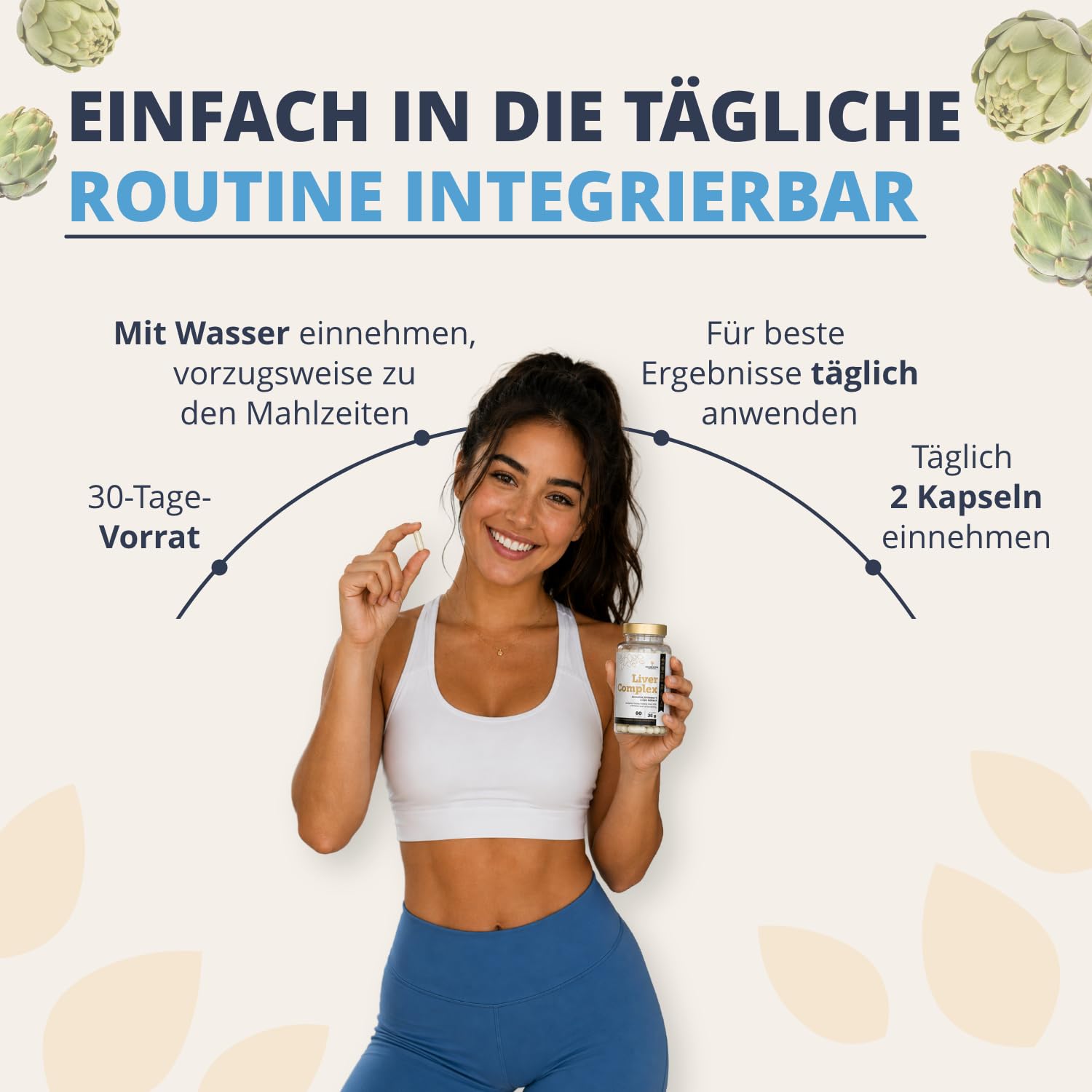 Golden Tree Liver Complex - Leber Komplex Kapseln, 60 Stück | Mariendistel, Löwenzahn, Artischocke, Kurkuma, Cholin, Vitamine B6 B12 D3 E, Schwarzer Pfeffer