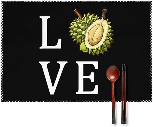Miniatura 1 de I Love Durian Placemats Set of 6 Resistant Table Mats Washable Place Mats for Dinner Party Table Decoration