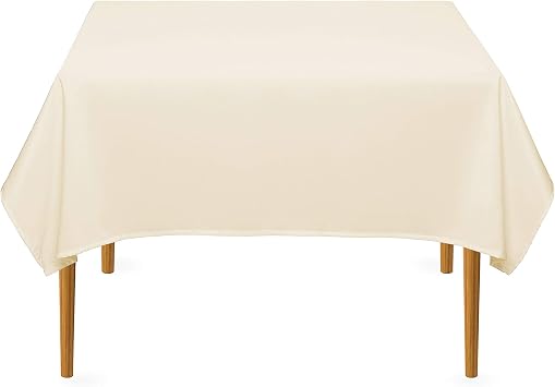 Lanns Linens - 20 Premium 54" Square Tablecloths for Wedding/Banquet/Restaurant - Polyester Fabric Table Cloths - Ivory