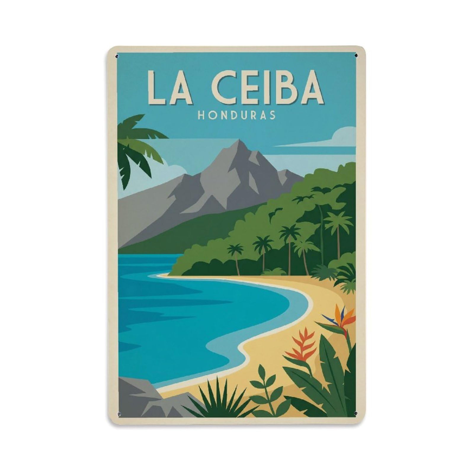 Retro Honduras La Ceiba Travel Metal Tin Sign