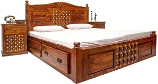Advika Handicraft Sheesham Wood Antique Design Brass Solid Wood Bed Side Drawer not Include. Price In India