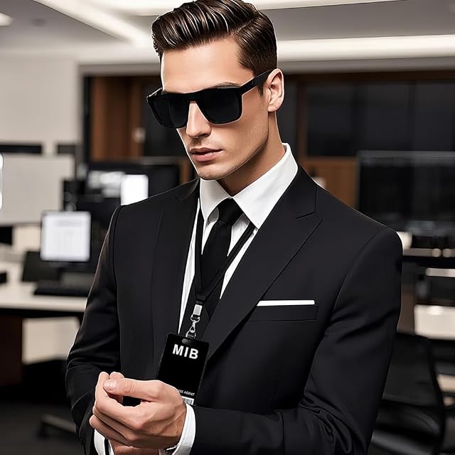 Foto 6 de 7 de TOEECY 6 Piezas Conjunto Disfraz Agente Seguridad Profesional Gorra Gafas Aviador Corbata Tarjeta…