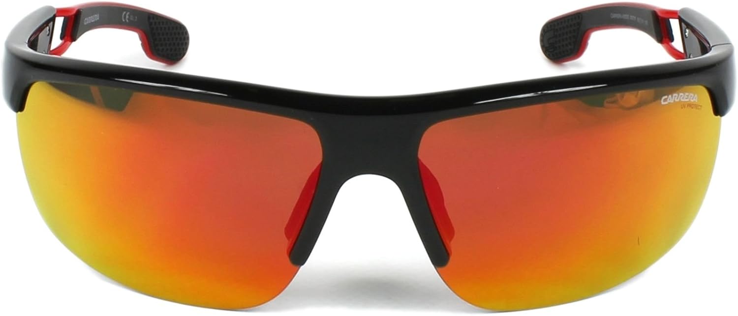 Carrera Men's CA4005/S Wrap Sunglasses, Black/Red Mirror, 65 mm