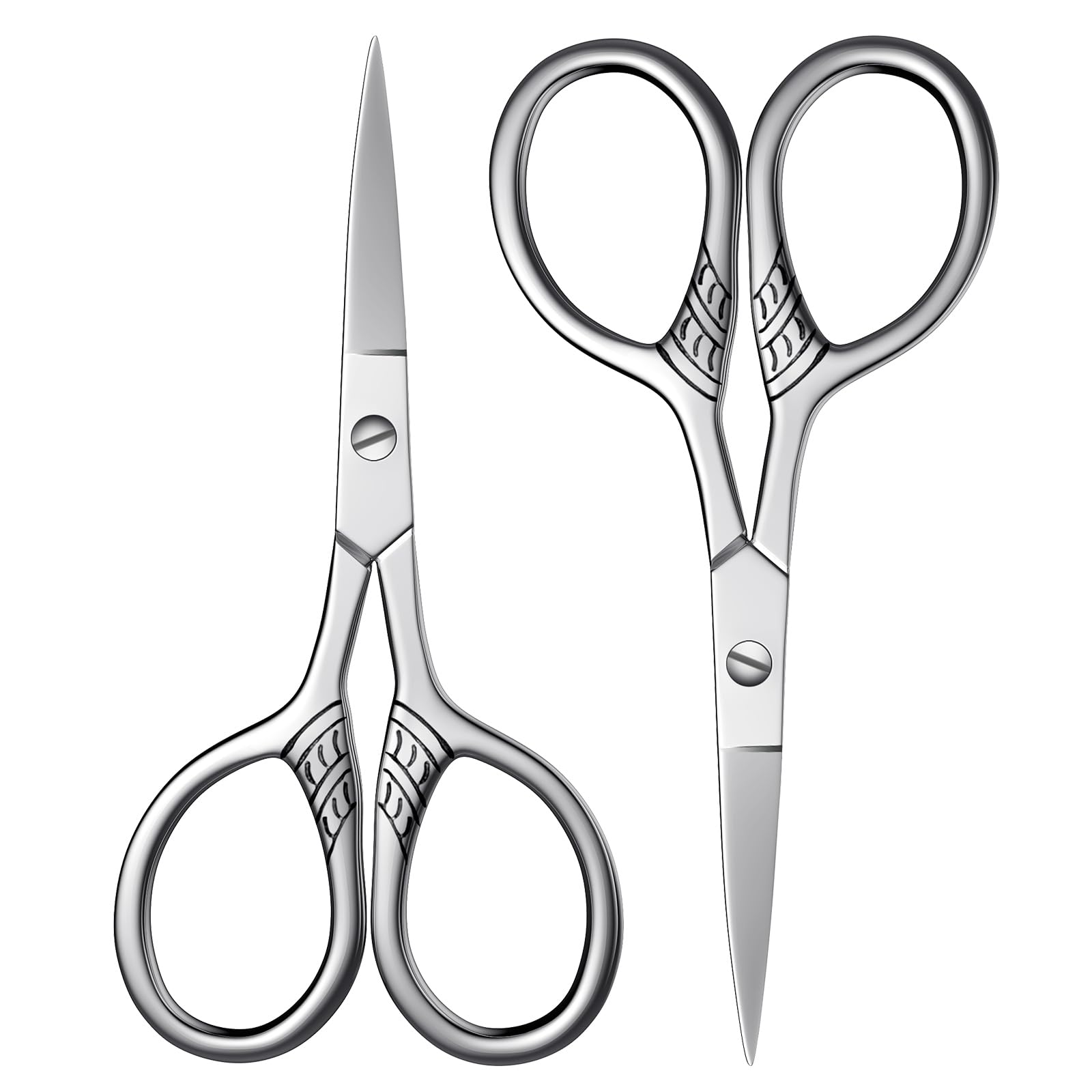 Stainless Steel Small Scissors with Textured Handle - All Purpose for Arts, Crafts, Sewing, Office & Kitchen, Sharp & Durable Cutting Tools -2Pcs