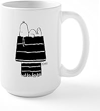 CafePress Snoopy On House Black and 15 oz (444 ml) Ceramic Coffee Mug