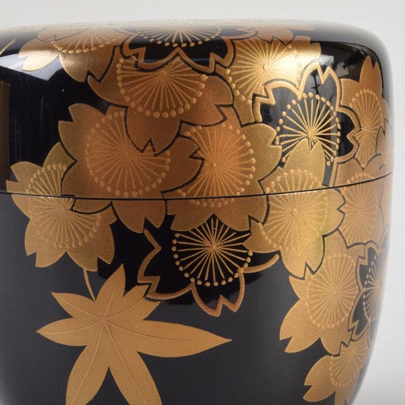 茶道具 黒塗 春秋蒔絵 棗 時代箱 V 8762