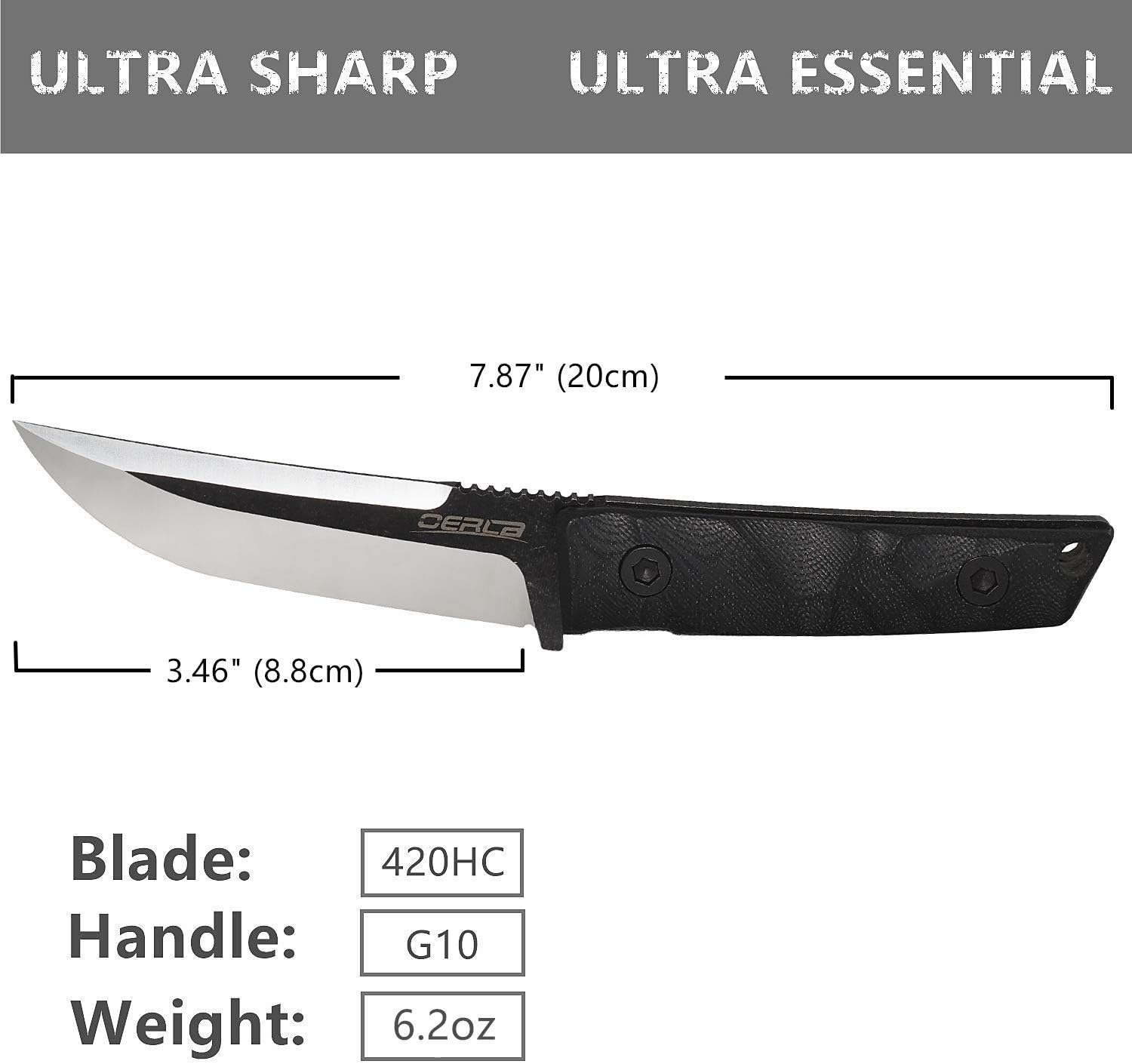 Oerla TAC WS-0018 Small Warrior Series Fixed Blade Knife 420HC Stainless Steel Field Knife Camping Knife with G10 Handle Waist Clip EDC Kydex Sheath : Sports & Outdoors