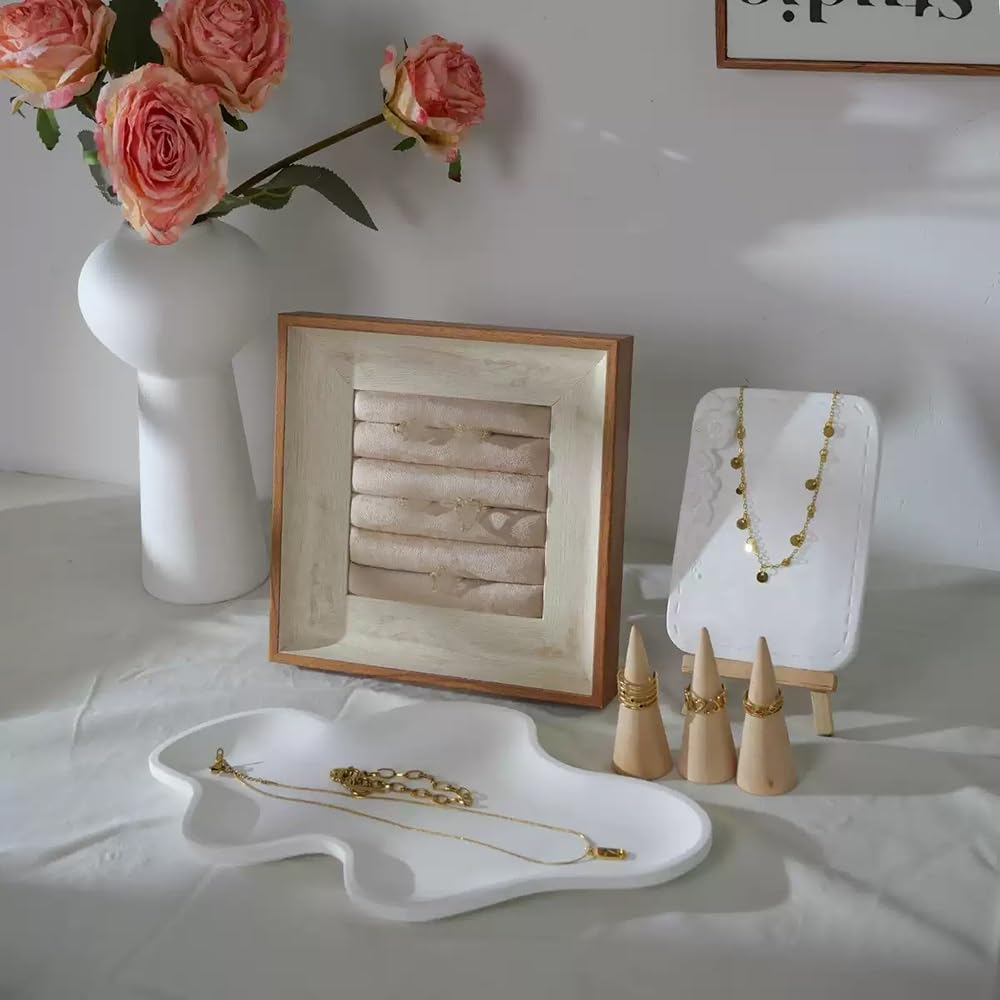 Uchwyt na biżuterię Wooden Velvet Jewelry Display Stand Necklace