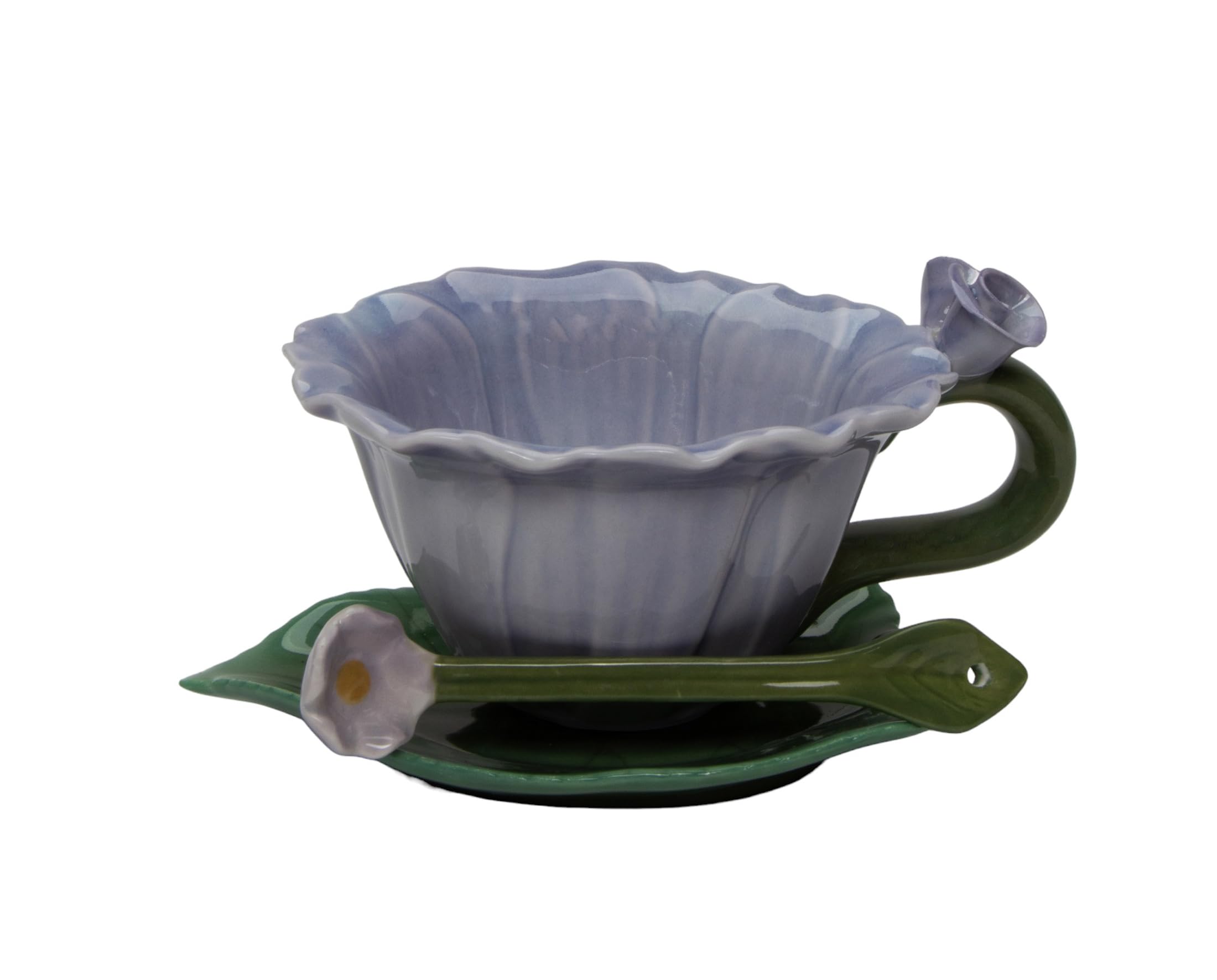 Cosmos Gifts 10396S Fine Porcelain Lavender Dahlia Flower Shaped Cup and Saucer with Spoon