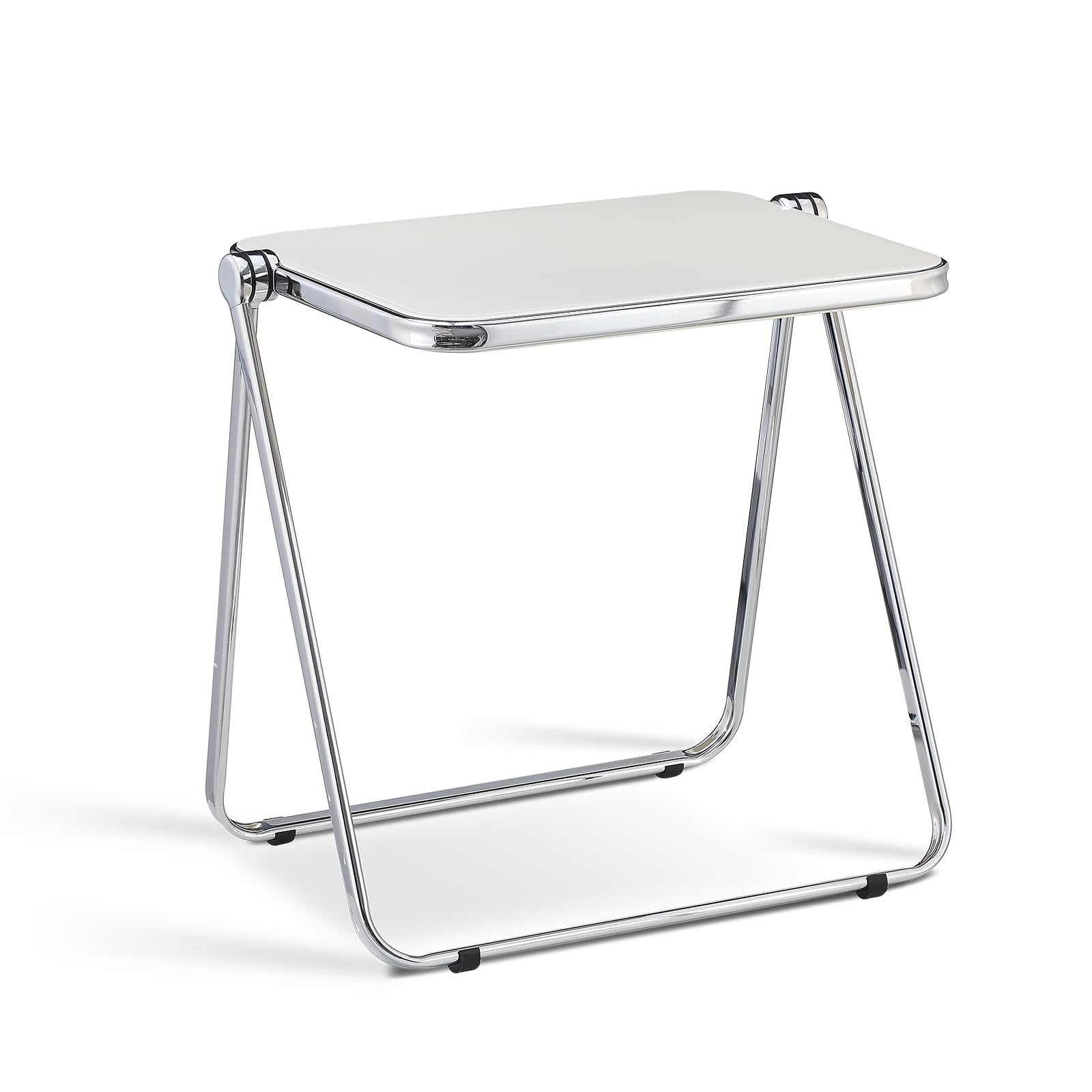 Plateau TV pliable en acrylique transparent - Pas de montage nécessaire - Petit bureau pour bureau à domicile - Petit bureau d'ordinateur pour petits espaces - Blanc