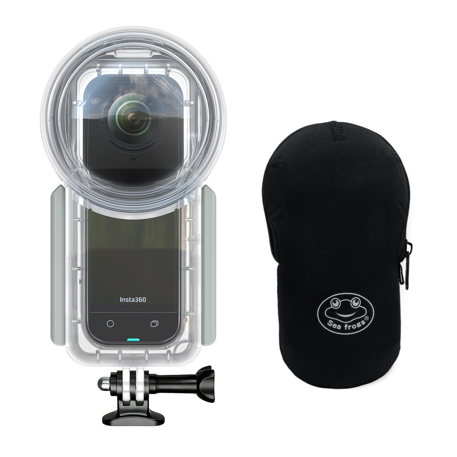 Sea frogs Custodia impermeabile per Insta360 X5, custodia subacquea da 50 m, rivestimento antiriflesso, materiale PC antiurto, con base a Y (OPT-360X5)