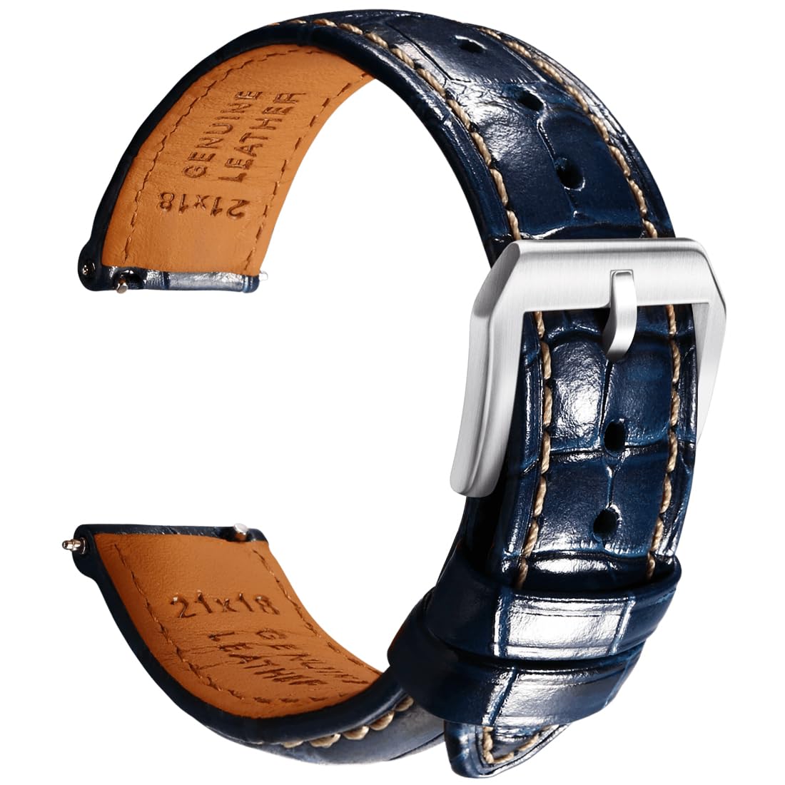 REZEROLeather Watch Bands for Men, Quick Release Watch Straps, Luxury Italian Alligator Grain Embossed Band Replacements 19mm 20mm 21mm 22mm