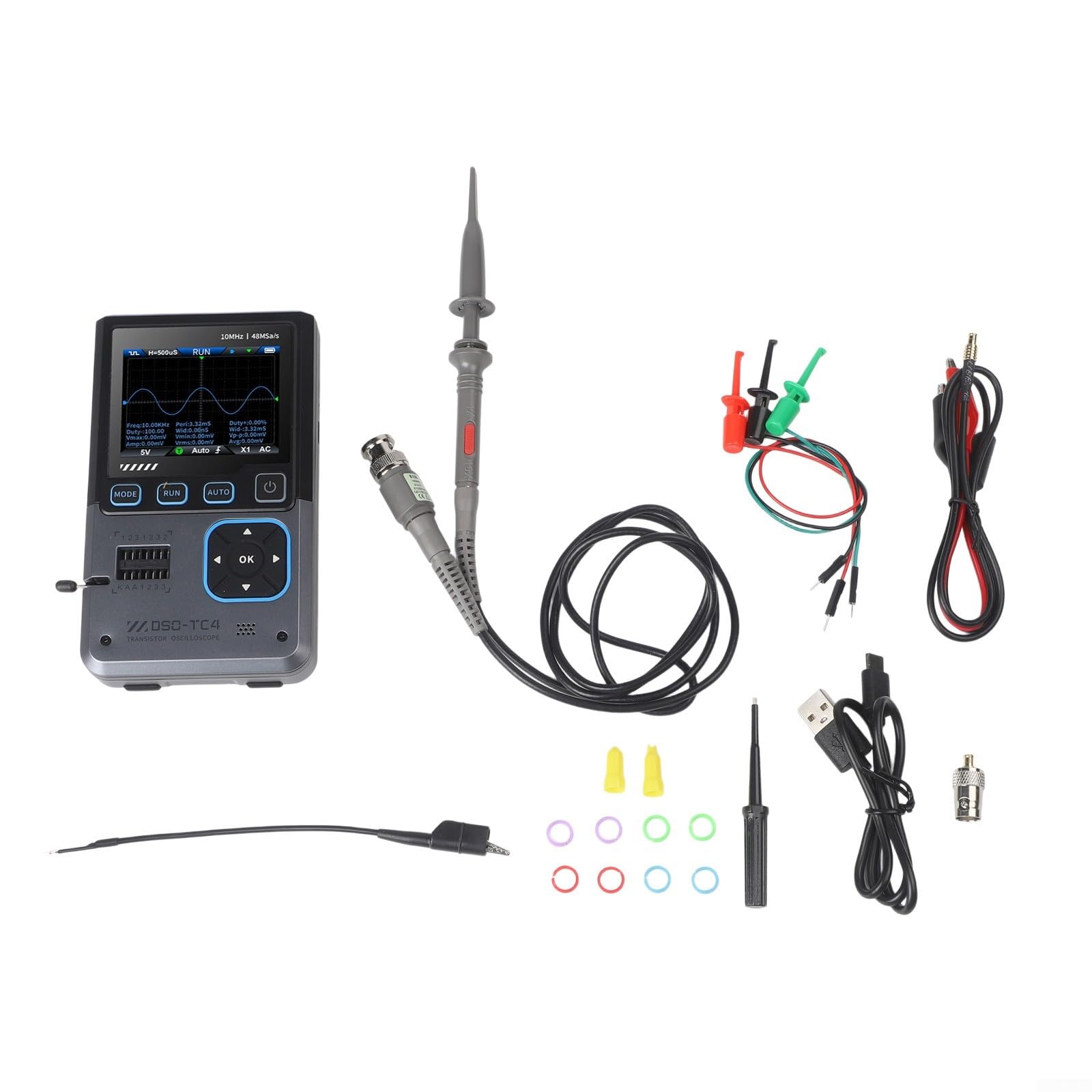 Oscilloscope 3-in-1 Digital, DSO-TC4 Upgraded 10MHz 48Ms/s Electronic Component Tester with Transistor Tester Signal Generator