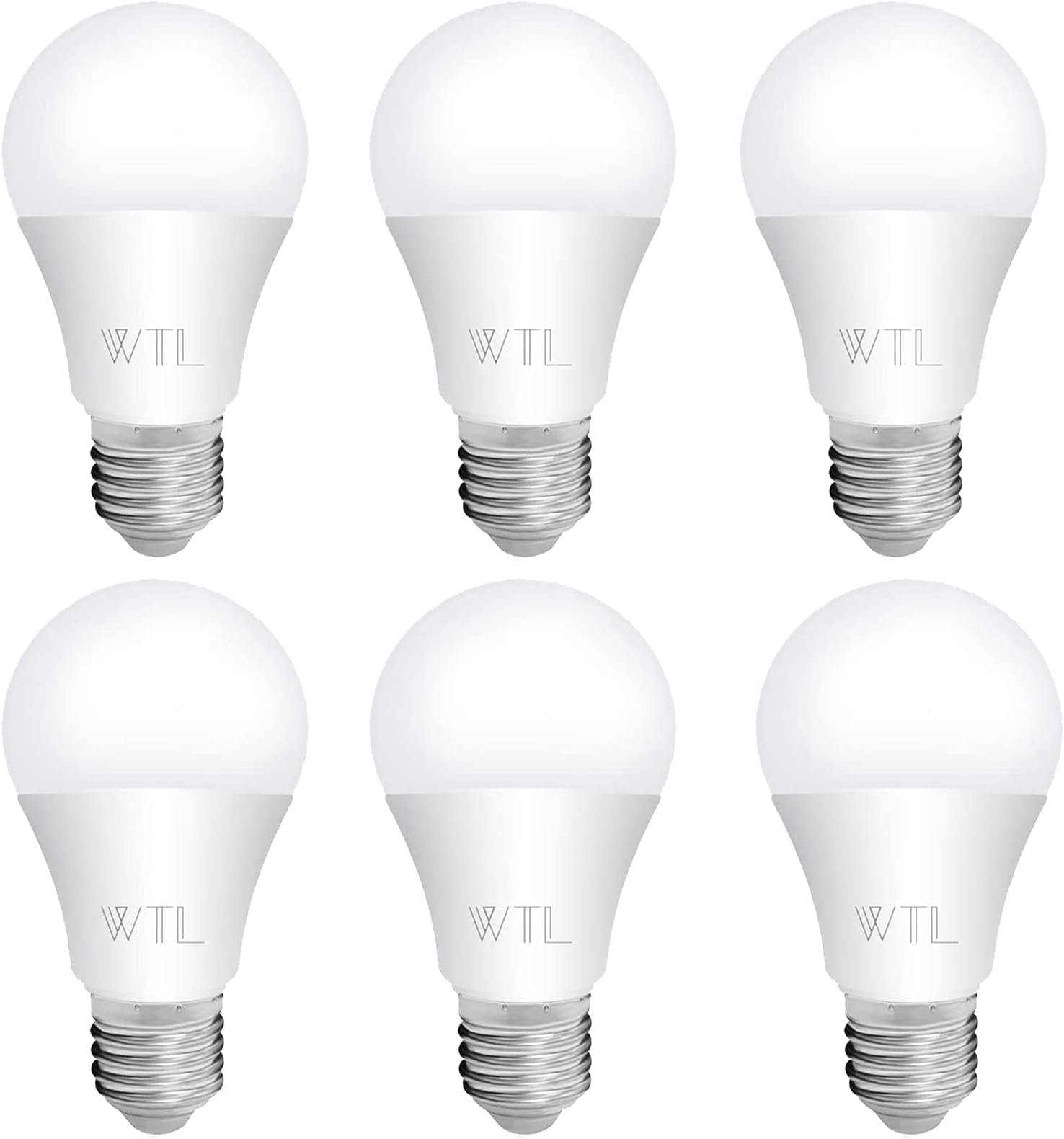 WTL 6Pack A19 9W(60Watt Equivalent) LED Bulbs,Warm White 2700K Standard E26 Medium Base