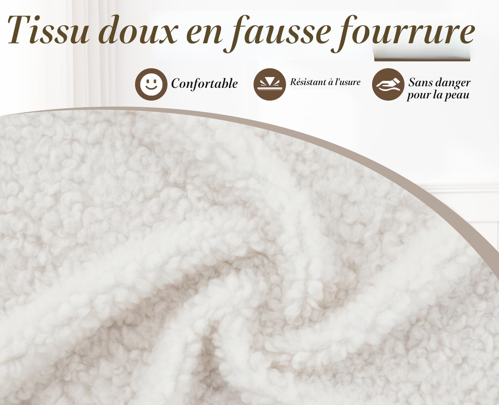 chairus Fauteuil Salon Moderne, Chaise Coiffeuse, Pieds en Métal, Blanc | Fausse Fourrure Douce, Coussin Rembourré, Accoudoir Rembourré, pour Chambre Salon Salle à Manger