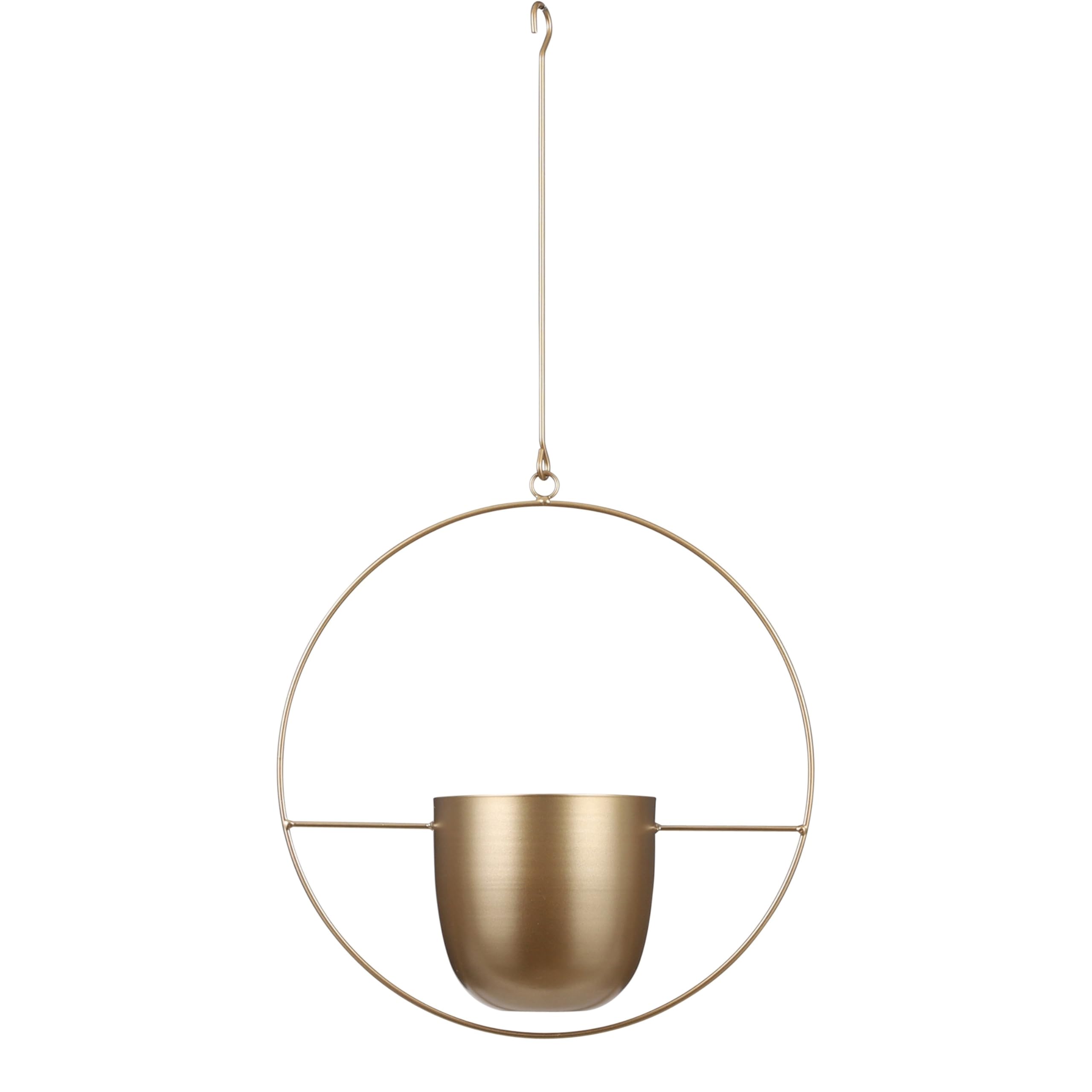 Mica Decorations Dexter macetero colgante dorado de 34x14x65cm para decorar interiores elegantes