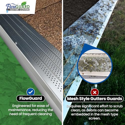 Image of FlowGuard Heavy-Duty 5 inch /6 inch USA Slip-Under Gutter Guards, Matte, 5,100 Ft