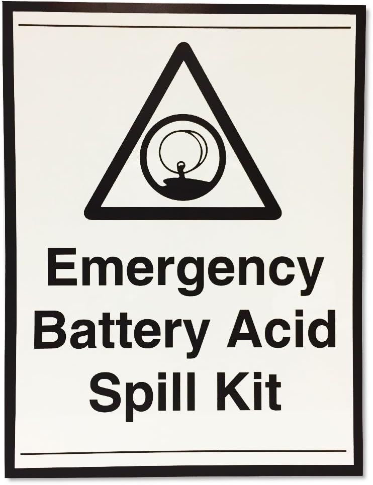 16" x 21" Emergency Battery Acid Spill Kit Sign - Glow In The Dark