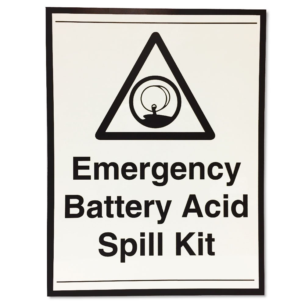 Emergency Battery Acid Spill Kit Sign Glow in The Dark 16" x 21