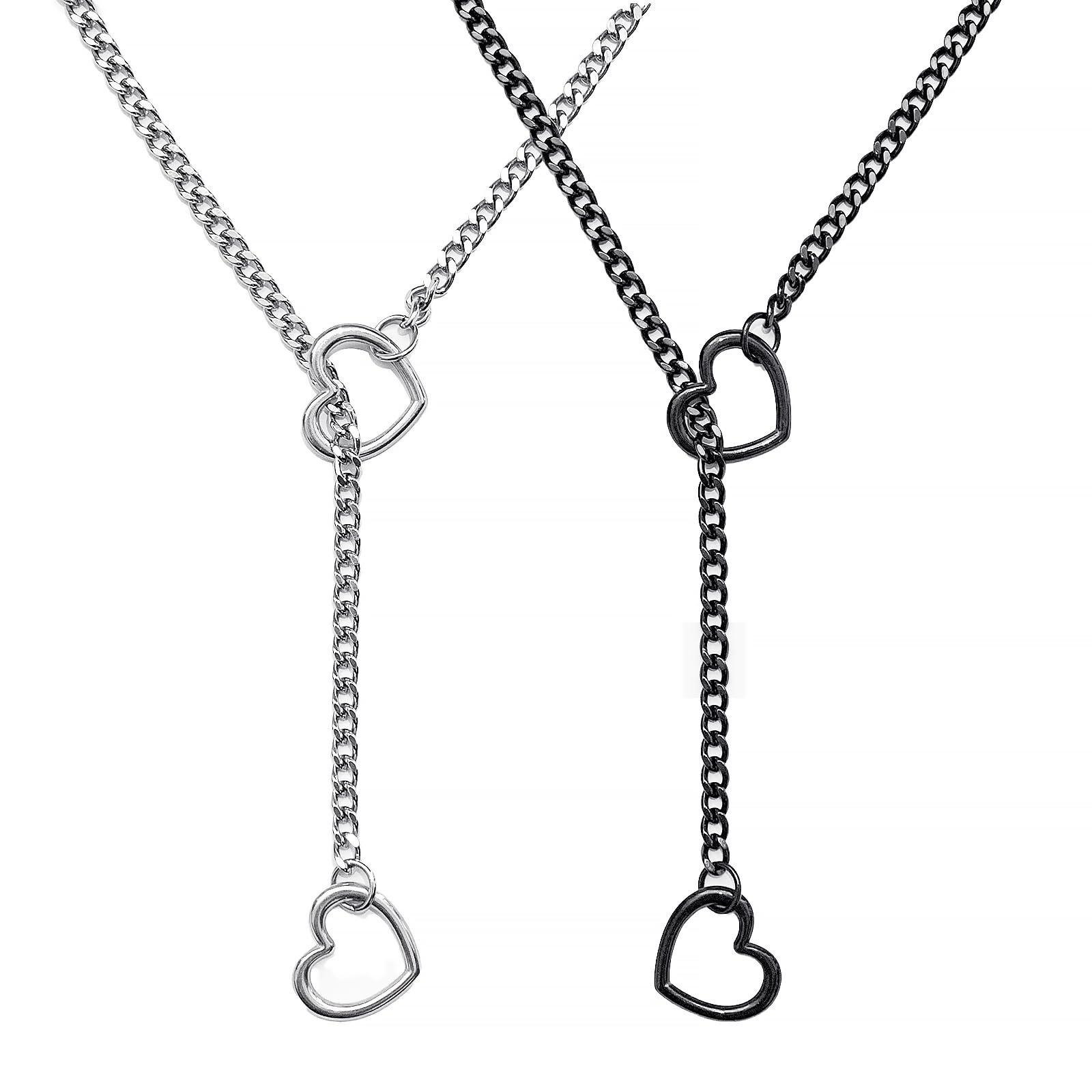 Hart O-ring Slip Chain Ketting Voor Vrouwen, Handgemaakte Punk Gothic Cubaanse Ketting Sieraden Verstelbare Lariat Y-Ketting (74 cm, Goud