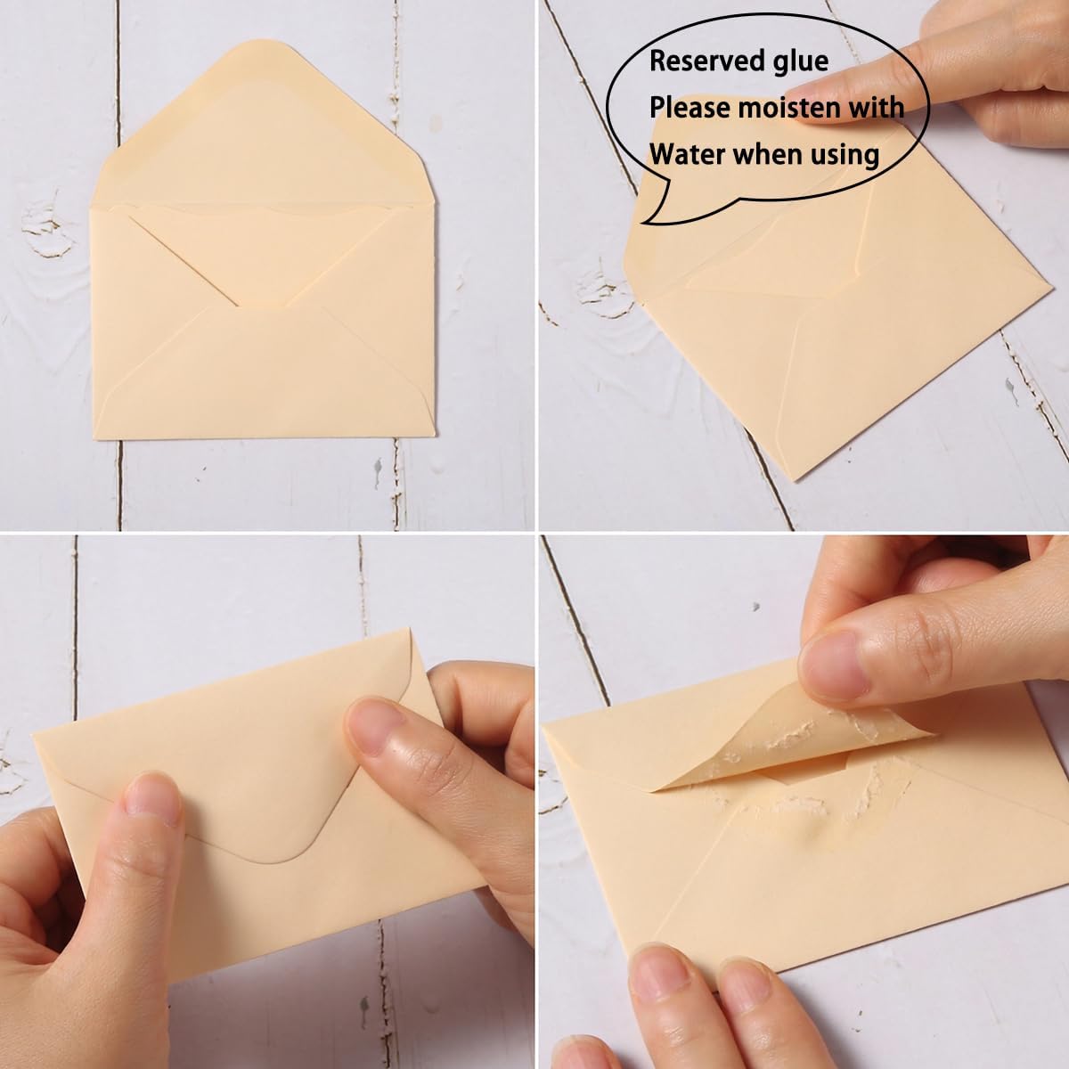 100 Pack Mini Envelopes with Note Cards, 4 x 2.7 Inches, 5 Colors, Brown image 4