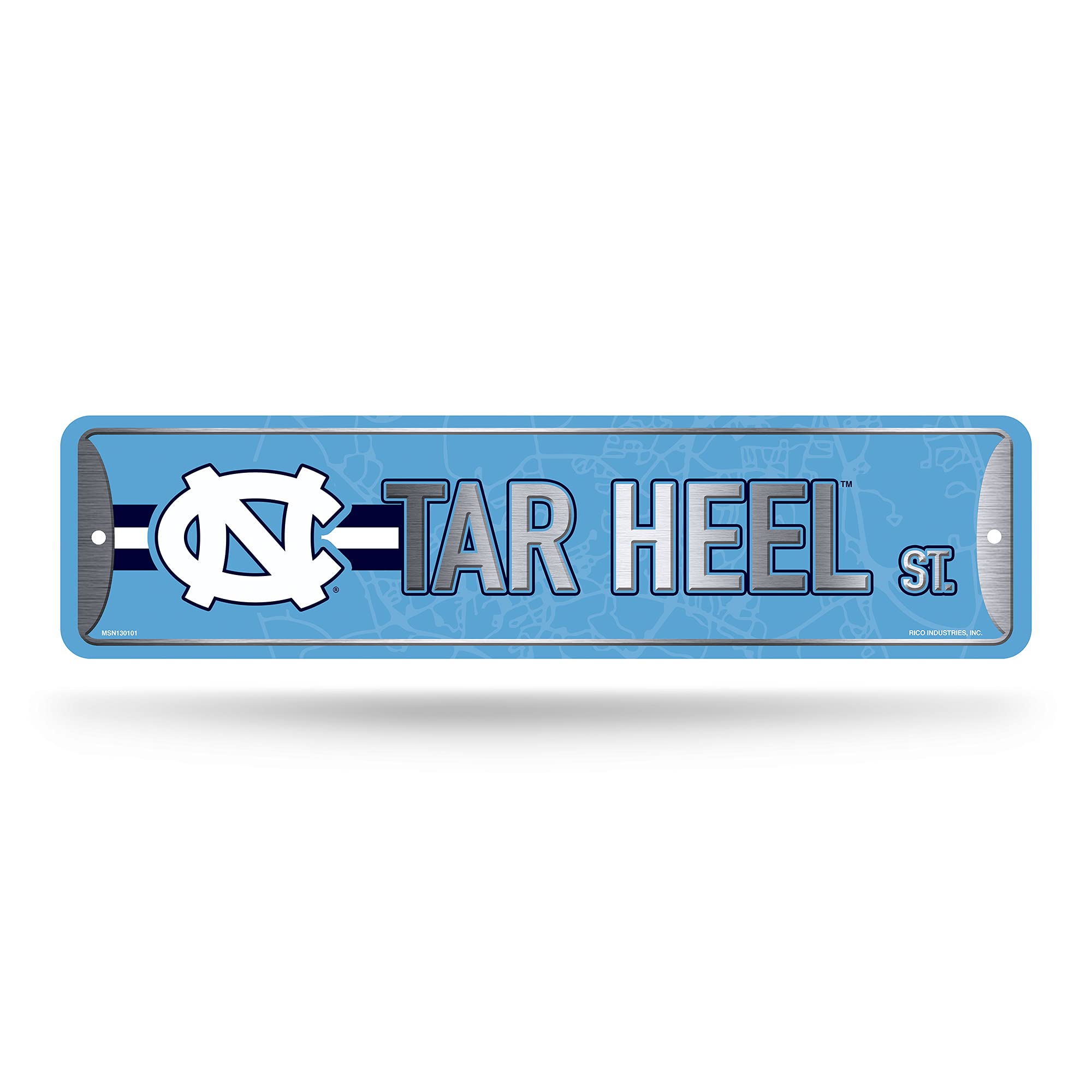 Rico Industries NCAA North Carolina Tar Heels Home Décor Metal Street Sign (4" x 15") - Great for Home, Office, Bedroom, & Man Cave - Made