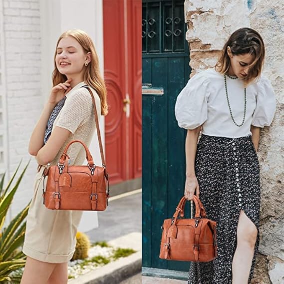 Calyrex Vintage leather handbag - Oil wax leather shoulder diagonal ladies bag - Satchel Purse Lady Messenger Crossbody bag - Shoulder Tote Bags For Women