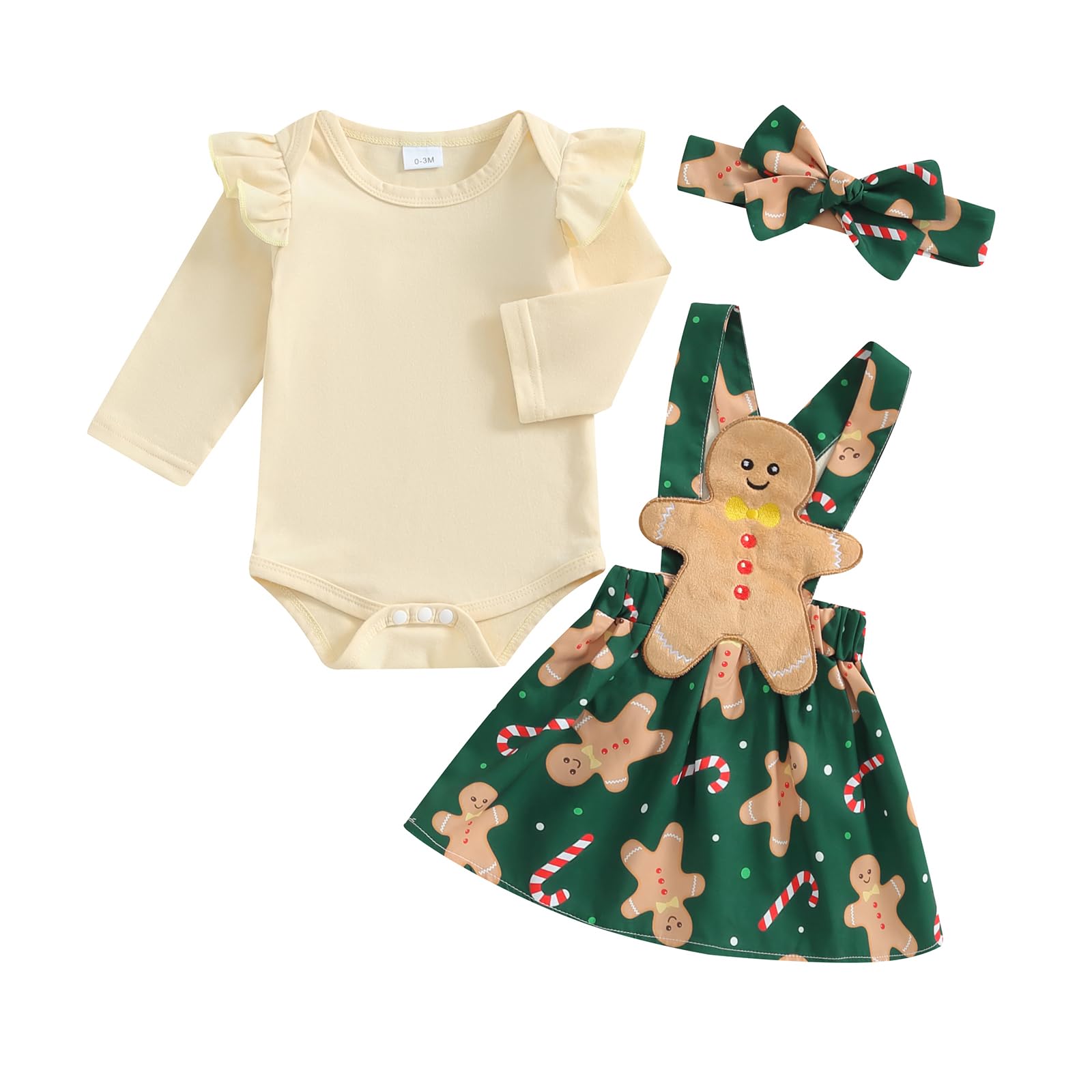 Christmas Baby Girl Outfit Newborn Cute Elk Fly Sleeve Romper Overall Dress Infant Girls Fall Winter Skirt Set