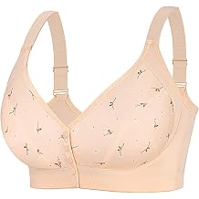Daisy Bras for Older Women Front Closure No Underwire Push Up Bra Soft Floral Print Everyday Sleep Bralettes