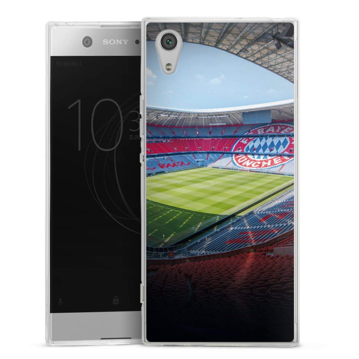 Custodia Trasparente Sottile Per Sony Xperia XA1 – Silicone TPU Con Stampa FC Bayern München, Stadio FCB - 3