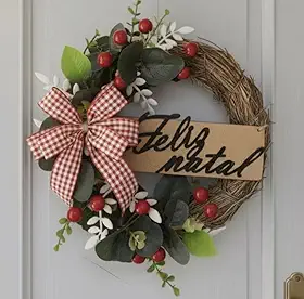Guirlanda 30cm Natal Artesanal Porta Entrada Luxo Decorada Decoração