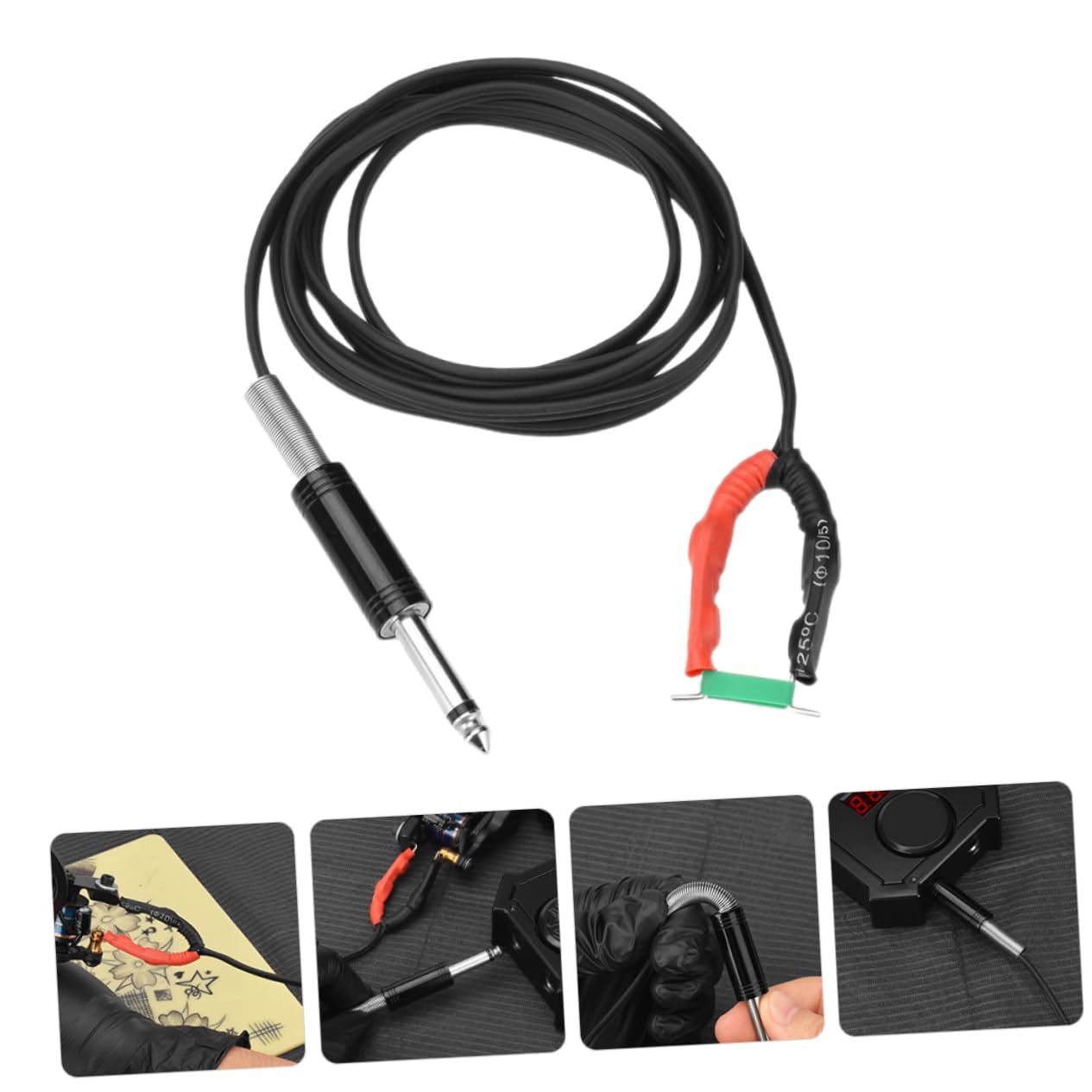 PACKOVE Hochflexibles Silikon Clip Kabel mit Doppeltem Kern Hohe Elastizität und Langlebige Stahlplatte für Tätowierstift Geeignet zum Tätowieren mit Einzigartigem Hakendesign
