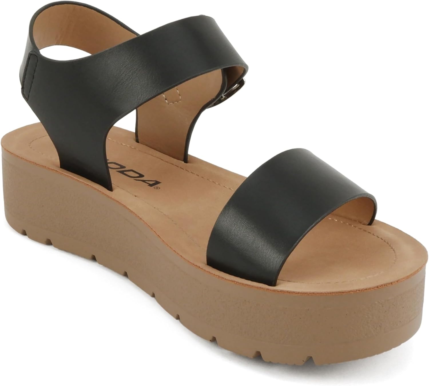 Soda Papaya ~ Women Open Toe Multi-Strap Flatform Sandals - Image 4