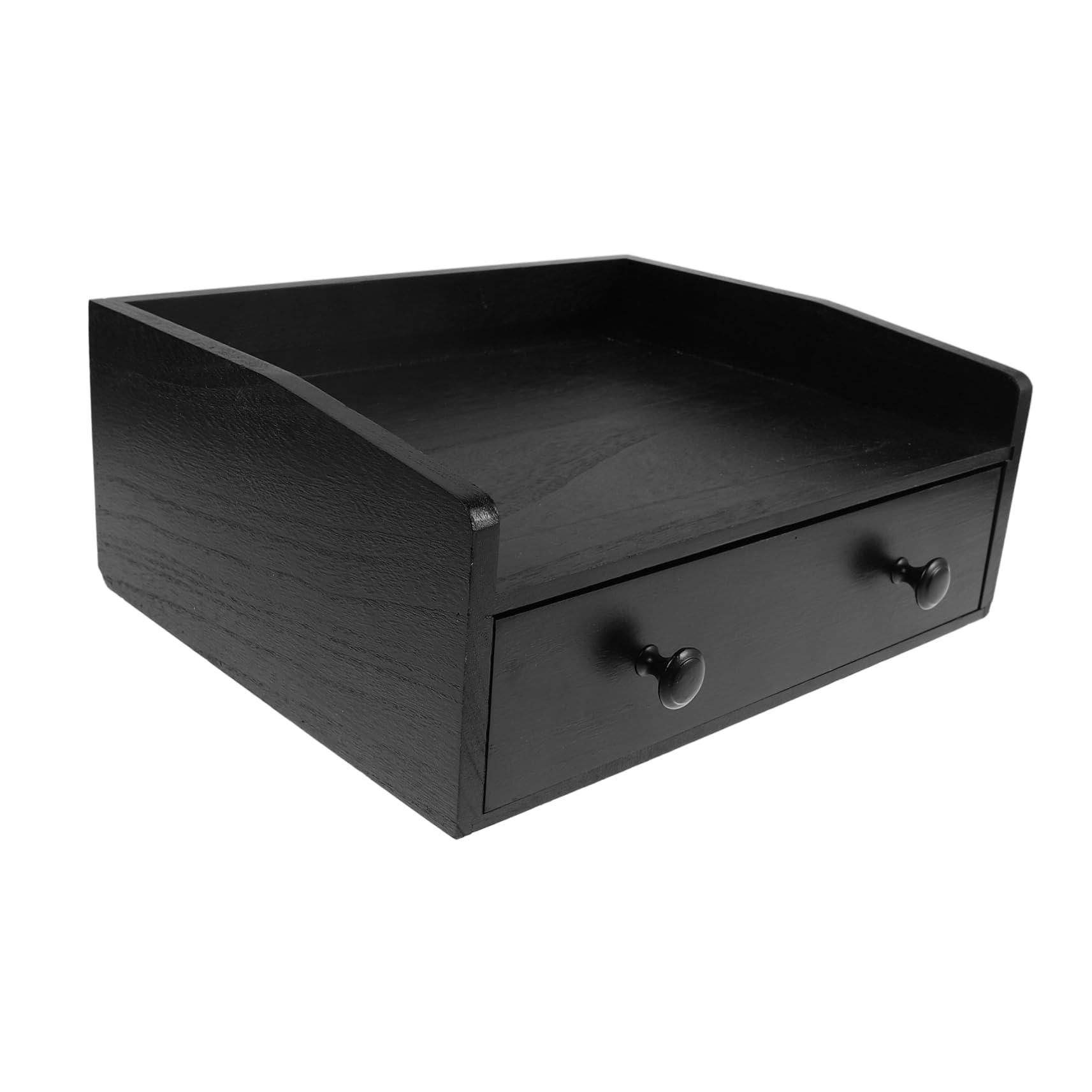 ABOOFAN Cassetto Porta-Tè e Caffè in Legno, Organizer da Tavolo Minimalista Nero, Grande Capacità Scomparti per Bustine e Capsule