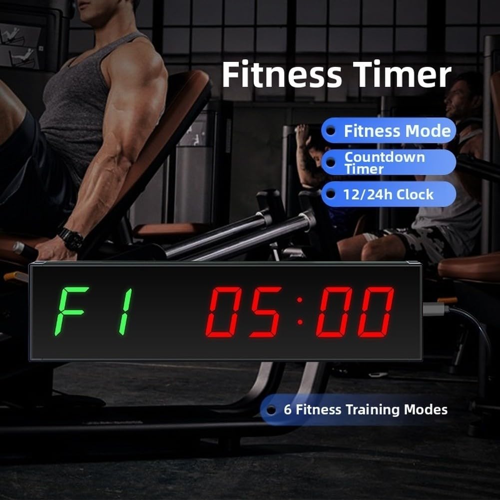 Timer a intervalli LED per fitness con telecomando per allenamento HIIT Tabata EMOM – grande conto alla rovescia digitale cronometro montaggio a parete orologio da palestra display 1,5 pollici (blu)