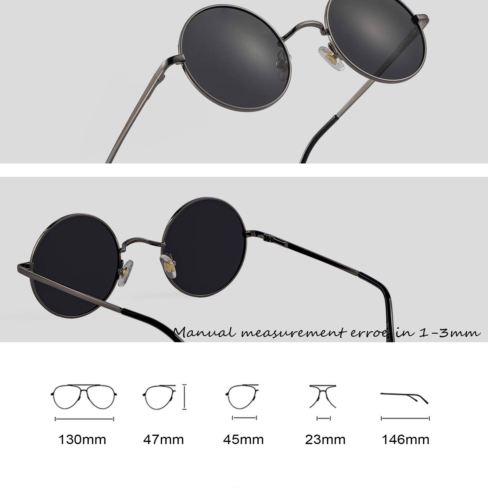 Retro Small Round Polarized Sunglasses for Men Women Circle Hippie Style Sun Glasses