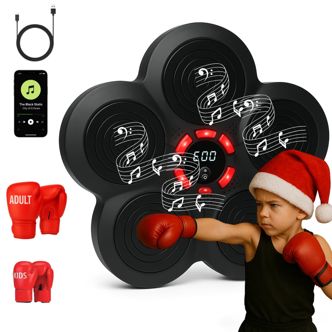 Music Boxing Machine - Bluetooth Wall Punching Pad with LED, Fun Training Equipment for Kids & Adults, Home Boxing Wall Punching Pad with Gloves, for
