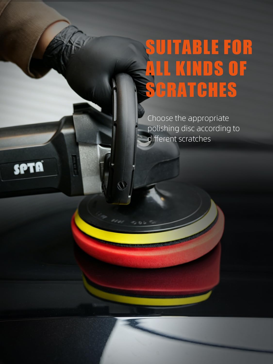 SPTA Kit di 9 cuscinetti per lucidatura, 17,8 cm, di grandi dimensioni, in spugna per lucidatura auto, con piastra di supporto da 5/8"-11, per la cura dell'auto, lucidatura, lucidatura e smalto