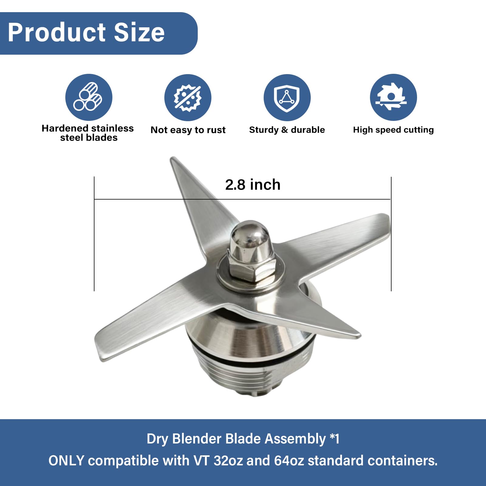 Blender Replacement Blade Retaining Nut With O-Ring Gasket - Fits Vitamix 48oz & 64oz Wet/Dry Containers