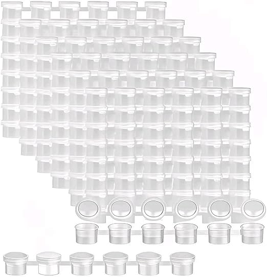 JAPCHET 120 Strips 720 Pots 3ml Empty Paint Strips Mini Paint Container Strips Cup Pots Clear Plastic Storage Containers for Classrooms, Schools, Paintings Art Festivals