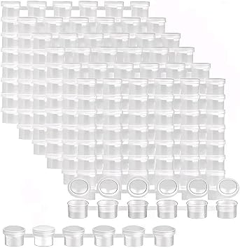 JAPCHET 120 Strips 720 Pots 3ml Empty Paint Strips Mini Paint Container Strips Cup Pots Clear Plastic Storage Containers for Classrooms, Schools, Paintings Art Festivals