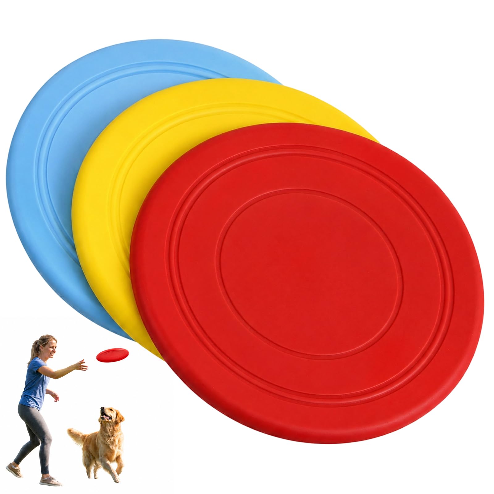 EujRcf 2PCS Dog Frisbee Toy, Puppy Flyer Toy, Training Interactive Toys, Dog Outdoor Toys, Floating Dog Toys, for Stimulate Fun,Interactive for Pet Chew Beach, Lawn for Play