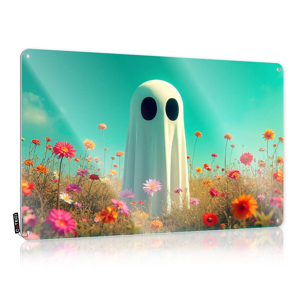 Sujd Colour Tin Sign Tinsign Wall Decor | A Ghostly Figure Stands Amidst A Vibrant Field Of Colorful Flowers. Funny For Retirement Home(30X40cm)