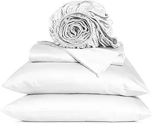 URBANHUT 800 Thread Count Egyptian Cotton Sheets California King Size, Long Staple Sheets Set for Cal King Bedding, 4 Pc Bed Sheet Sets, Luxury Hotel Sateen Sheets Fits 16" Deep Pocket - White