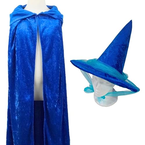 Miniatura 6 de Sleeping Beauty Good Fairy Costume Sets (Hats and Capes) - Kids, Teen, Adult and Plus Sizes (Plus Size, Blue)