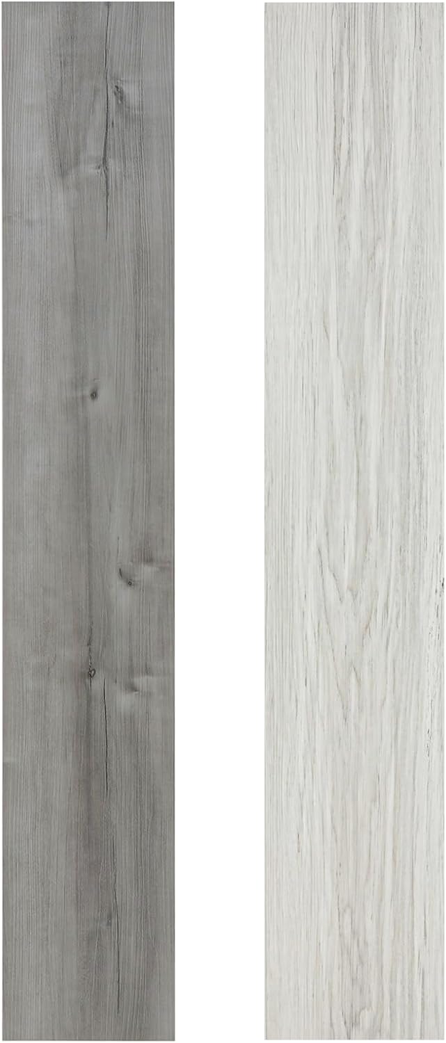 Peel and Stick Floor Tile, 35in×6 in, Natural Grey Wood Grain Look, Self Adhesive and Waterproof for Transfer Bathroom, Kitchen, Living Room, Bedroom(20 PCS)